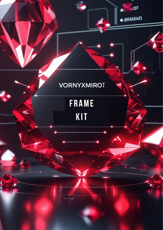 Red gemstone frame kit with 'Vornyxmirot' branding on a dark background