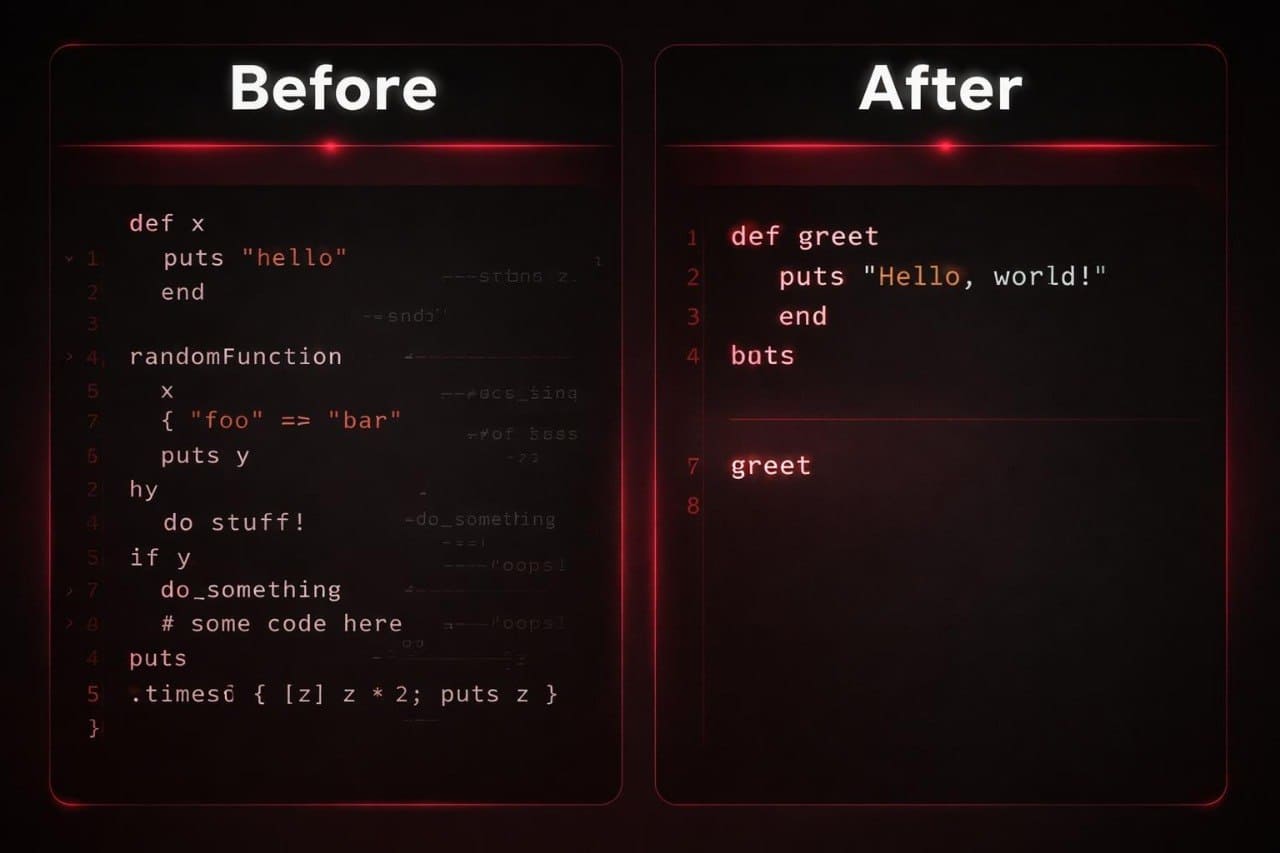 Comparison of code snippets labeled 'Before' and 'After' with a red border.