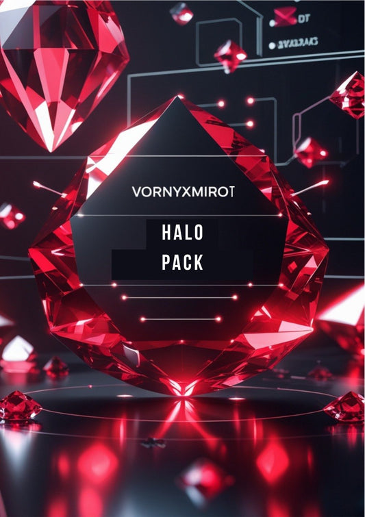 Red gemstone-like packaging with 'Vornyxmirot' branding on a dark background