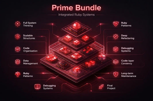 Diagram of a 'Prime Bundle' with Ruby system components on a dark background
