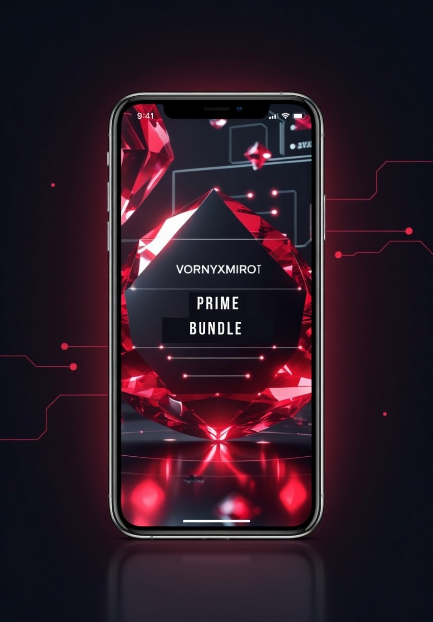 Smartphone displaying a digital product bundle on a dark background